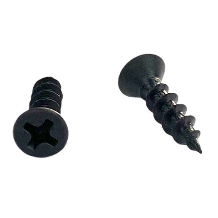 #6 x 5/8 inch cabinet screw - phillips drive, flat head, deep thread, sharp point, black phosphate finish