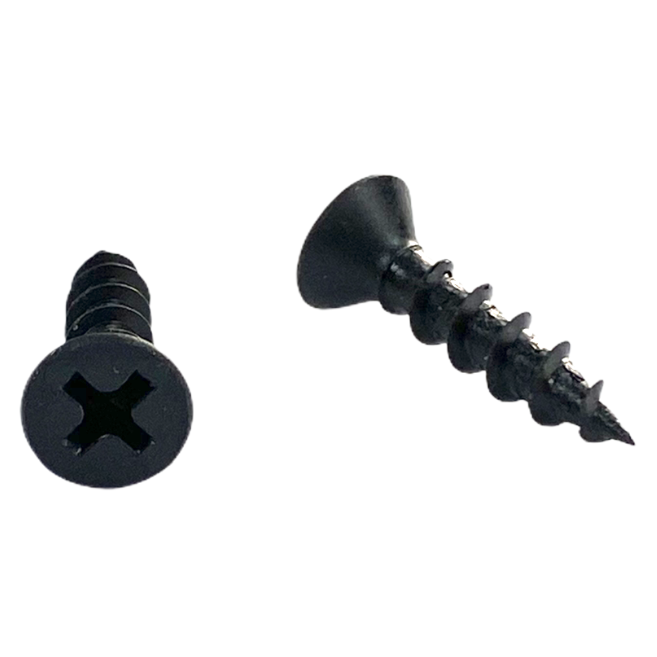 #8 x 5/8 inch cabinet screw - phillips drive, flat head, deep thread, sharp point, black phosphate finish