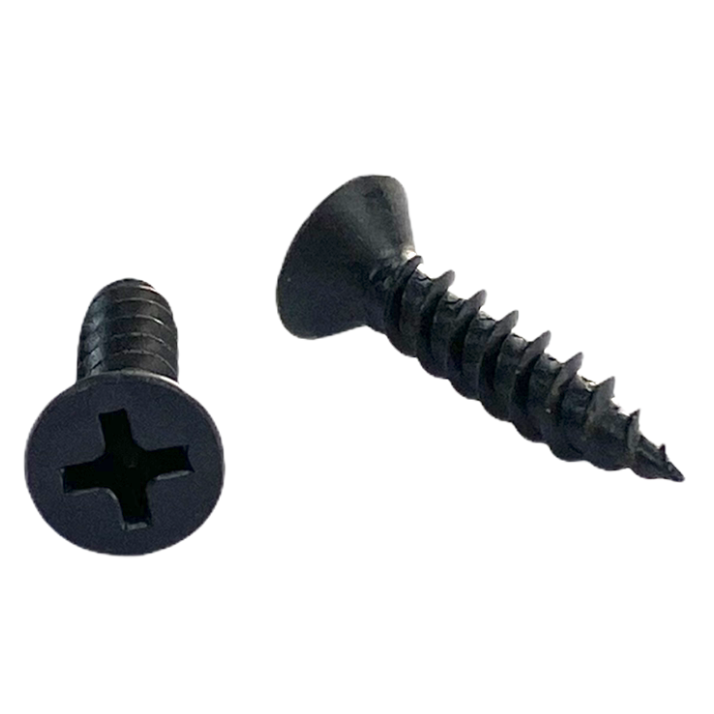 #8 x 7/8 inch cabinet screw - phillips drive, flat head, twinfast thread, twinfast point, black phosphate finish