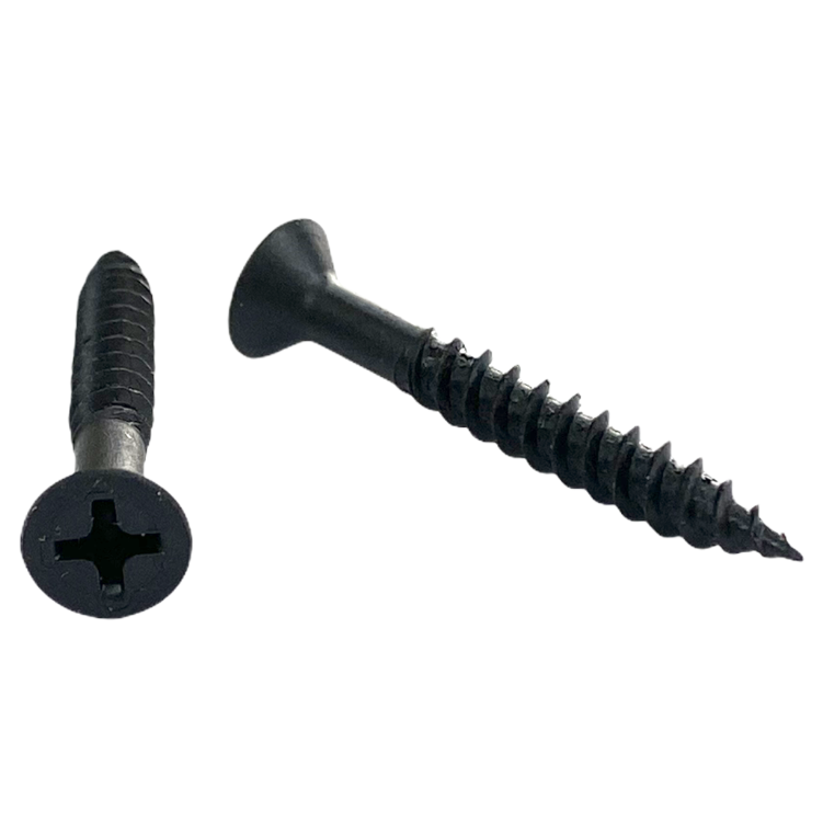 #8 x 1 1/8 inch cabinet screw - phillips drive, flat head, twinfast thread, twinfast point, black phosphate finish