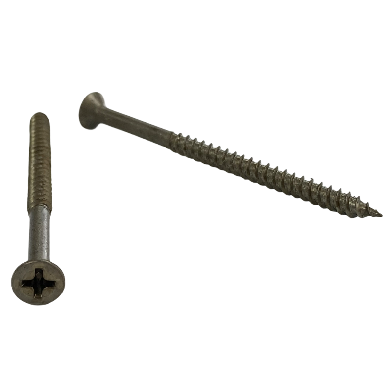 #8 x 2 1/2 inch cabinet screw - phillips drive, flat head, twinfast thread, twinfast point, dry lube / plain finish