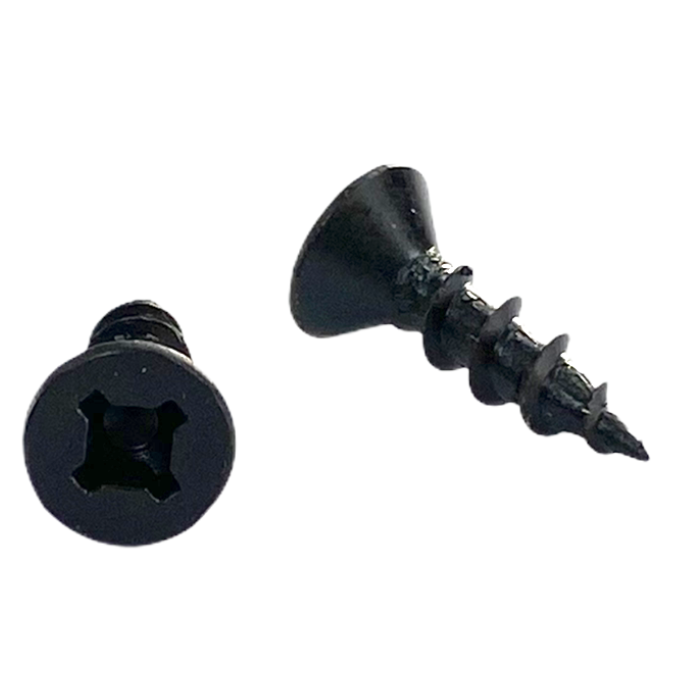 #8 x 5/8 inch cabinet screw - quadrex drive, flat head, deep thread, sharp point, black phosphate finish