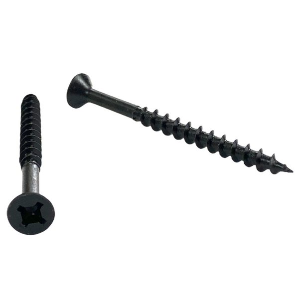 #8 | 2 1/4 Inch | Quadrex Drive | Flat Head | Deep Thread | Sharp Point | Black Phosphate Finish