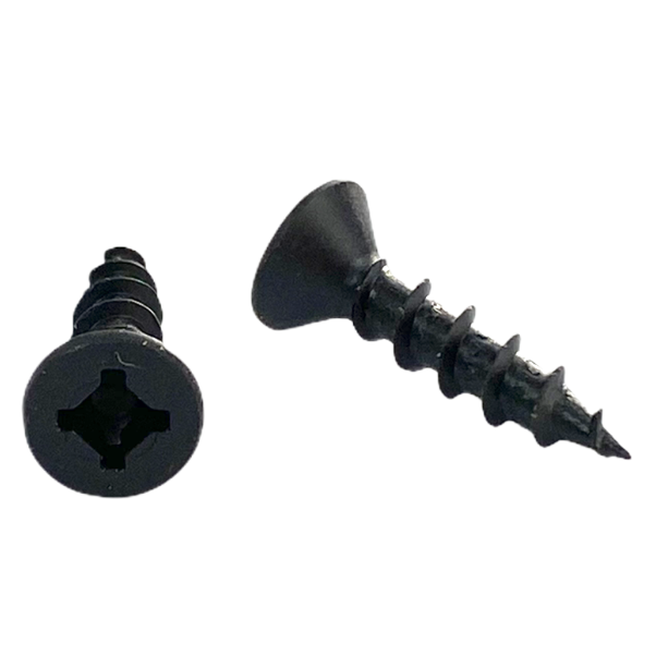 #8 x 3/4 inch cabinet screw - quadrex drive, flat head, deep thread, type 17 point, black phosphate finish