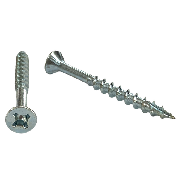 #8 | 3/4 Inch | Quadrex Drive | Flat Head | Deep Thread | Type 17 Point | Zinc Finish