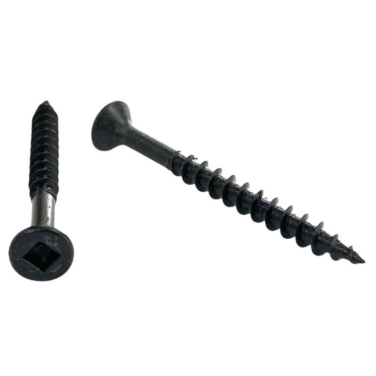 #8 x 1 3/4 inch cabinet screw - square drive, flat head, coarse thread, sharp point, black phosphate finish
