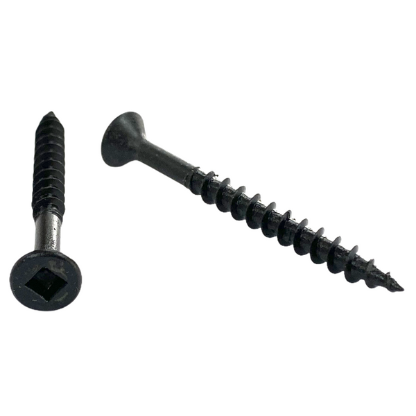 #8 | 1 3/4 Inch | Square Drive | Flat Head | Coarse Thread | Sharp Point | Black Phosphate Finish