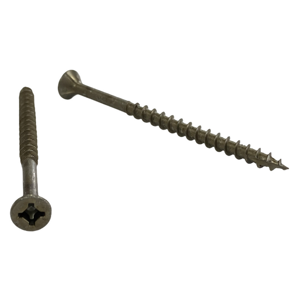 #8 | 1 3/4 Inch | Quadrex Drive | Flat Head with Nibs | Deep Thread | Sharp Point | Dry Lube / Plain Finish