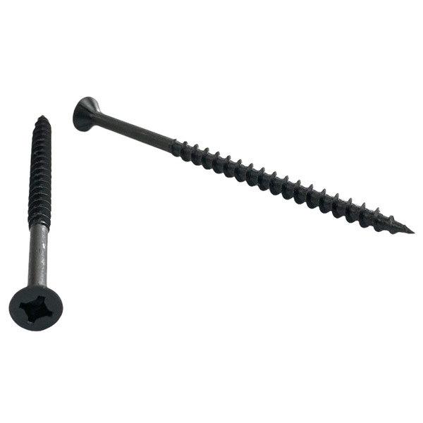 #8 | 3 Inch | Quadrex Drive | Flat Head with Nibs | Deep Thread | Type 17 Point | Black Phosphate Finish