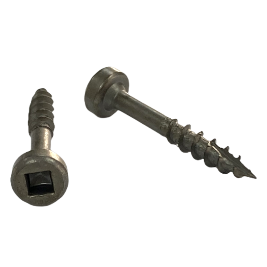 #7 x 1 1/2 inch cabinet screw - square drive, fillister head, deep thread, type 17 point, dry lube / plain finish