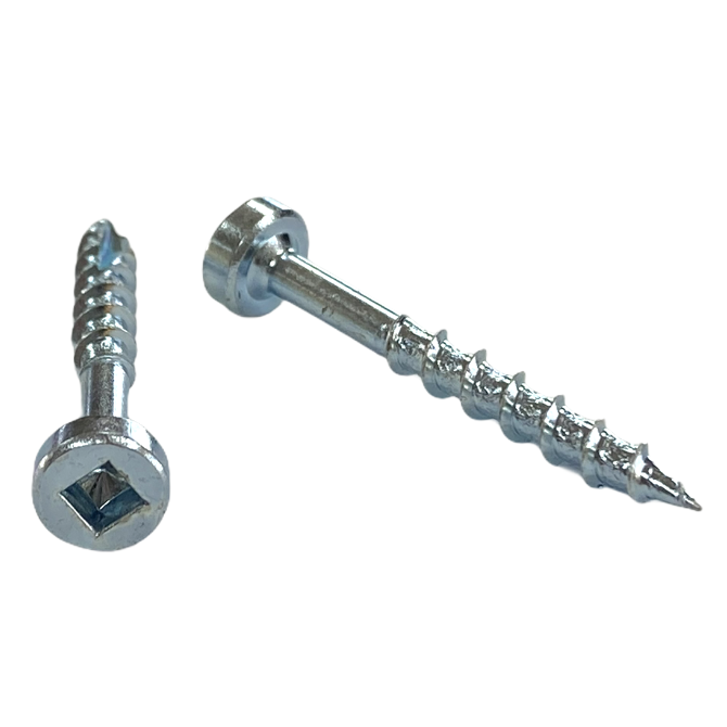 #7 x 1 1/4 inch cabinet screw - square drive, fillister head, deep thread, type 17 point, zinc finish