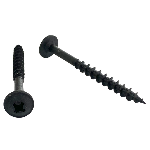 #8 | 1 3/4 Inch | Phillips Drive | Round Washer Head | Deep Thread | Sharp Point | Black Phosphate Finish