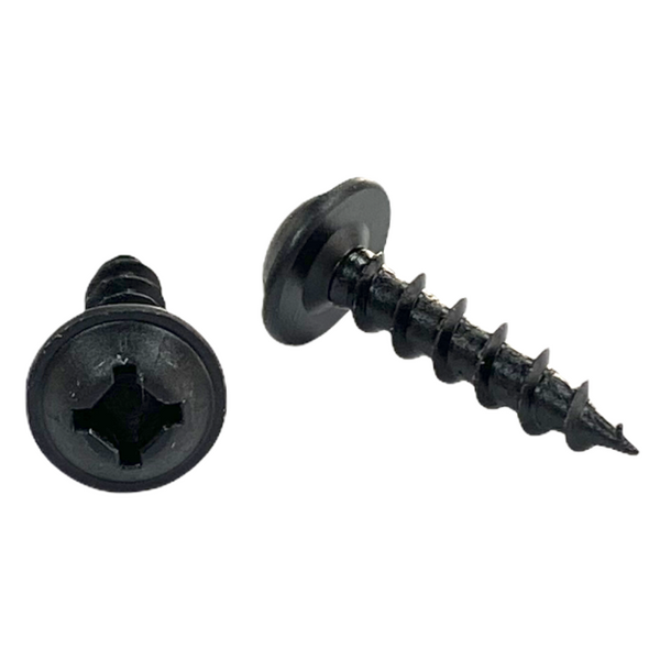 #8 | 1 Inch | Quadrex Drive | Round Washer Head | Deep Thread | Sharp Point | Black Phosphate Finish