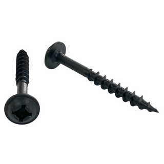 #8 | 1 1/4 Inch | Phillips Square Drive | Round Washer Head | Deep Thread | Sharp Point | Black Phosphate Finish