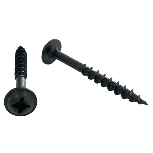 #8 | 2 Inch | Quadrex Drive | Round Washer Head | Deep Thread | Sharp Point | Black Phosphate Finish