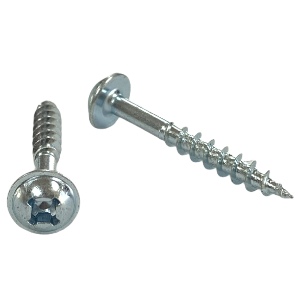 #8 x 3 inch cabinet screw - quadrex drive, round washer head, deep thread, type 17 point, zinc finish