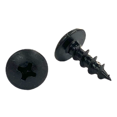 #8 x 1 inch cabinet screw - phillips drive, truss head, deep thread, sharp point, black phosphate finish