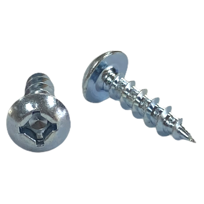 #6 x 5/8 inch cabinet screw - quadrex drive, truss head, deep thread, sharp point, zinc finish